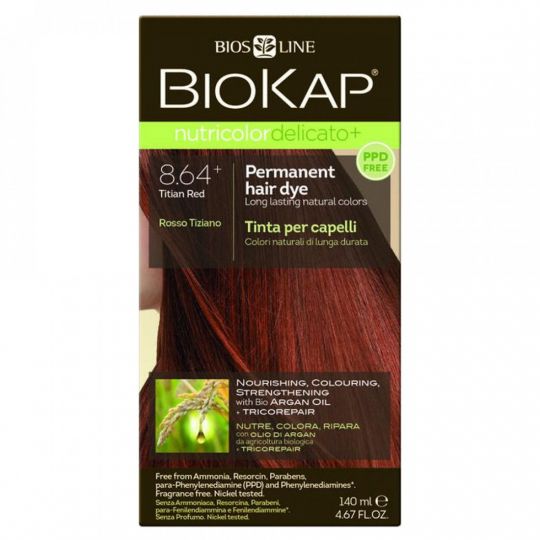 Biokap Nutricolor Delicato+ boja za kosu 8.64 Titian Red, Bios Line