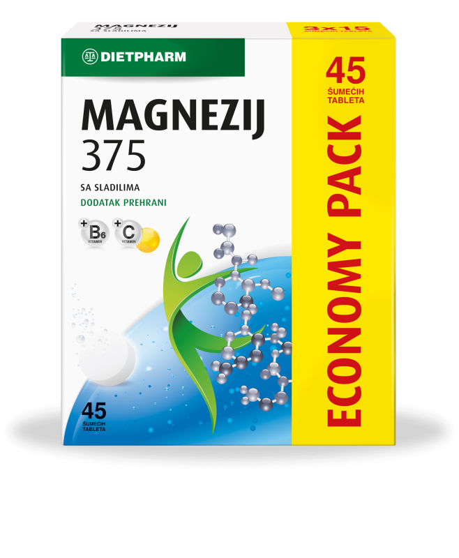 Magnezij 375 45 šumećih tableta, Dietpharm