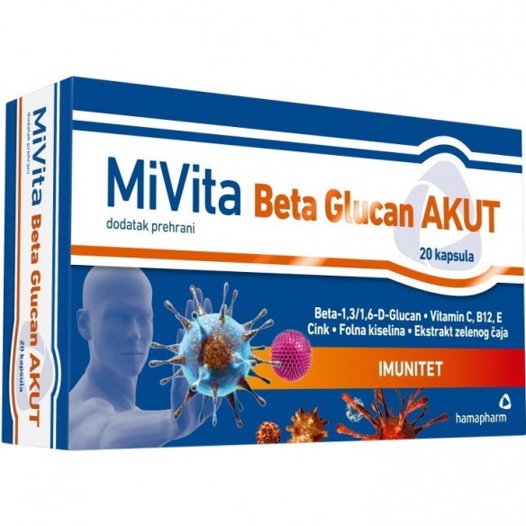 MiVita Beta glukan Akut 20 kapsula, Hamapharm