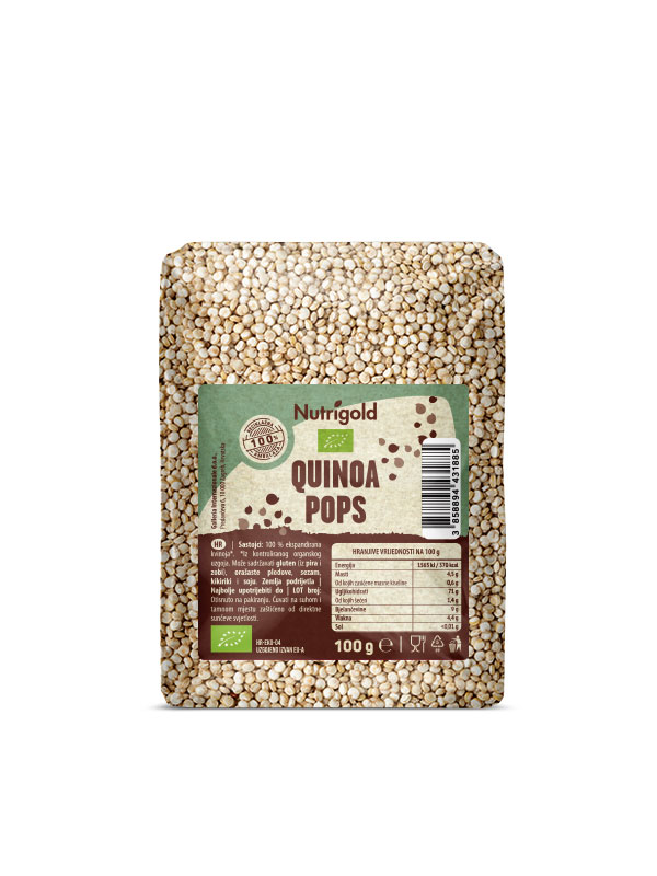 Quinoa pops organski 100g, Nutrigold