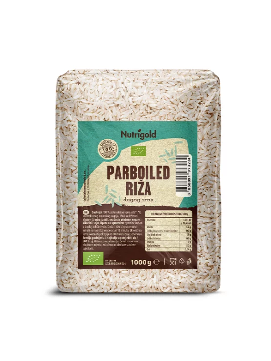 Riža parboiled polukuhana parena organska 1kg, Nutrigold
