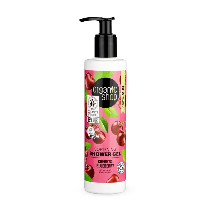 organic shop softening shower gel cherry blueberry 280ml